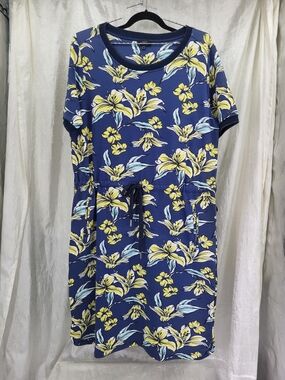 Yest Knee Length Dress Floral Tie Waist Short Sleeve size 10